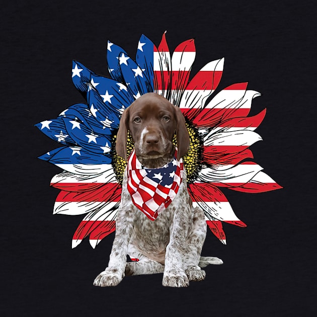 German Shorthaired Pointer American Flag Sunflower by sueannharley12